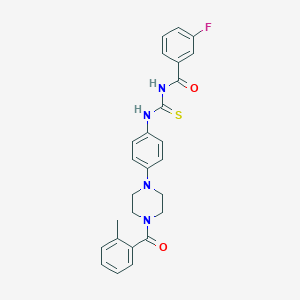 molecular formula C26H25FN4O2S B251010 N-(3-fluorobenzoyl)-N'-{4-[4-(2-methylbenzoyl)-1-piperazinyl]phenyl}thiourea 