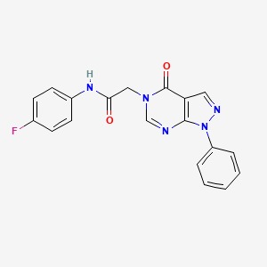molecular formula C19H14FN5O2 B2510132 N-(4-fluorophenyl)-2-(4-oxo-1-phenylpyrazolo[3,4-d]pyrimidin-5-yl)acetamide CAS No. 656831-81-1