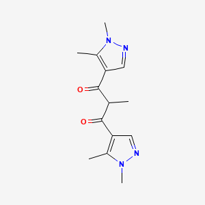 molecular formula C14H18N4O2 B2510177 1,3-bis(1,5-dimethyl-1H-pyrazol-4-yl)-2-methylpropane-1,3-dione CAS No. 1006327-47-4