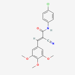 molecular formula C19H17ClN2O4 B2510245 (2E)-N-(4-chlorophenyl)-2-cyano-3-(3,4,5-trimethoxyphenyl)prop-2-enamide CAS No. 357976-32-0
