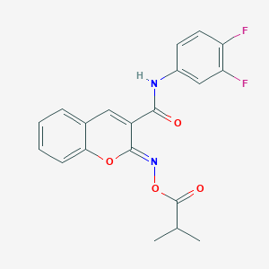 (2Z)-N-(3,4-difluorophenyl)-2-{[(2-methylpropanoyl)oxy]imino}-2H-chromene-3-carboxamide