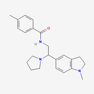 4-methyl-N-(2-(1-methylindolin-5-yl)-2-(pyrrolidin-1-yl)ethyl)benzamide