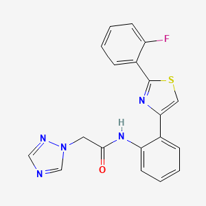 molecular formula C19H14FN5OS B2510260 N-(2-(2-(2-fluorophenyl)thiazol-4-yl)phenyl)-2-(1H-1,2,4-triazol-1-yl)acetamide CAS No. 1797160-85-0