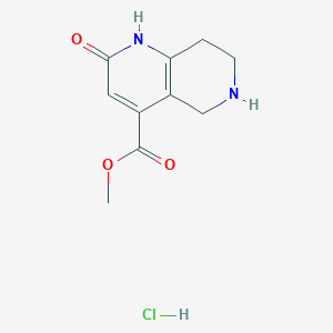 molecular formula C10H13ClN2O3 B2510269 Methyl 2-oxo-1,2,5,6,7,8-hexahydro-1,6-naphthyridine-4-carboxylate hydrochloride CAS No. 1706446-76-5
