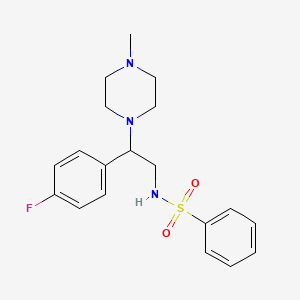 molecular formula C19H24FN3O2S B2510286 N-[2-(4-fluorophenyl)-2-(4-methylpiperazin-1-yl)ethyl]benzenesulfonamide CAS No. 903253-88-3