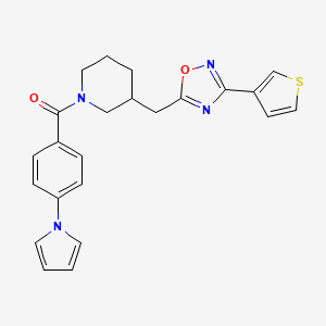 (4-(1H-pyrrol-1-yl)phenyl)(3-((3-(thiophen-3-yl)-1,2,4-oxadiazol-5-yl)methyl)piperidin-1-yl)methanone
