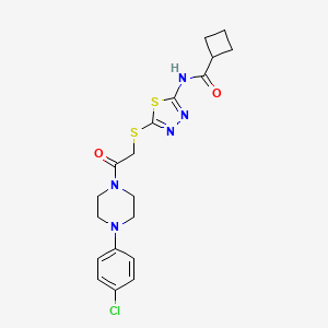 N-(5-((2-(4-(4-chlorophenyl)piperazin-1-yl)-2-oxoethyl)thio)-1,3,4-thiadiazol-2-yl)cyclobutanecarboxamide
