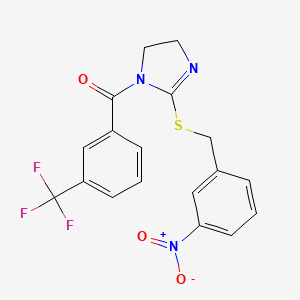 (2-((3-nitrobenzyl)thio)-4,5-dihydro-1H-imidazol-1-yl)(3-(trifluoromethyl)phenyl)methanone