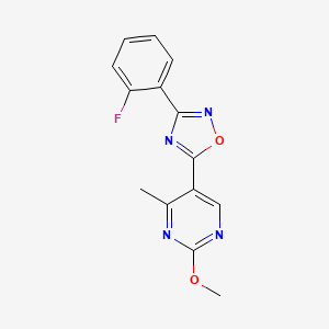 molecular formula C14H11FN4O2 B2510310 3-(2-Fluorophenyl)-5-(2-methoxy-4-methylpyrimidin-5-yl)-1,2,4-oxadiazole CAS No. 2034514-65-1
