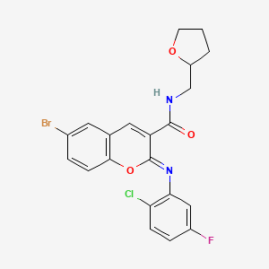 (2Z)-6-bromo-2-[(2-chloro-5-fluorophenyl)imino]-N-(tetrahydrofuran-2-ylmethyl)-2H-chromene-3-carboxamide