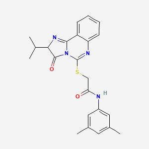 molecular formula C23H24N4O2S B2510315 N-(3,5-dimethylphenyl)-2-{[3-oxo-2-(propan-2-yl)-2H,3H-imidazo[1,2-c]quinazolin-5-yl]sulfanyl}acetamide CAS No. 1052666-91-7