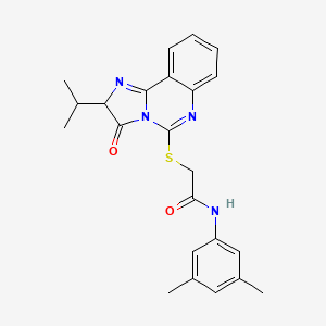 molecular formula C23H24N4O2S B2510315 N-(3,5-dimethylphenyl)-2-((2-isopropyl-3-oxo-2,3-dihydroimidazo[1,2-c]quinazolin-5-yl)thio)acetamide CAS No. 1052666-91-7