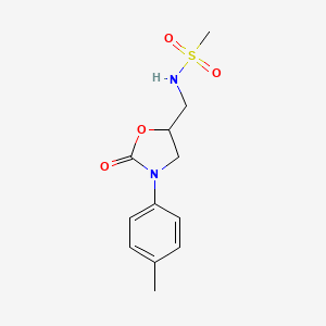 molecular formula C12H16N2O4S B2510327 N-((2-oxo-3-(p-tolyl)oxazolidin-5-yl)methyl)methanesulfonamide CAS No. 954703-89-0
