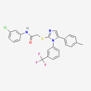 molecular formula C25H19ClF3N3OS B2510329 N-(3-chlorophenyl)-2-((5-(p-tolyl)-1-(3-(trifluoromethyl)phenyl)-1H-imidazol-2-yl)thio)acetamide CAS No. 1226453-99-1