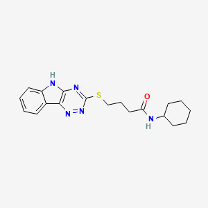 molecular formula C19H23N5OS B2510395 N-cyclohexyl-4-(5H-[1,2,4]triazino[5,6-b]indol-3-ylsulfanyl)butanamide CAS No. 912905-59-0