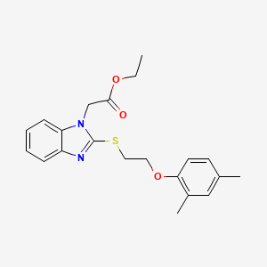 molecular formula C21H24N2O3S B2510400 ethyl 2-(2-{[2-(2,4-dimethylphenoxy)ethyl]sulfanyl}-1H-1,3-benzodiazol-1-yl)acetate CAS No. 920116-80-9