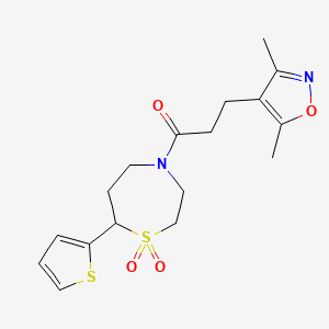 3-(3,5-Dimethylisoxazol-4-yl)-1-(1,1-dioxido-7-(thiophen-2-yl)-1,4-thiazepan-4-yl)propan-1-one