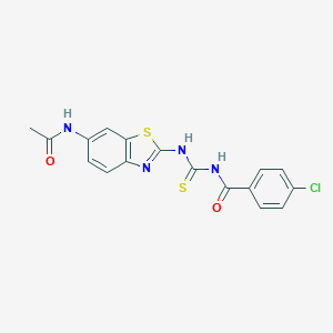molecular formula C17H13ClN4O2S2 B251043 N-[2-({[(4-chlorobenzoyl)amino]carbothioyl}amino)-1,3-benzothiazol-6-yl]acetamide 