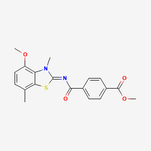 molecular formula C19H18N2O4S B2510449 methyl 4-{[(2Z)-4-methoxy-3,7-dimethyl-2,3-dihydro-1,3-benzothiazol-2-ylidene]carbamoyl}benzoate CAS No. 868369-99-7