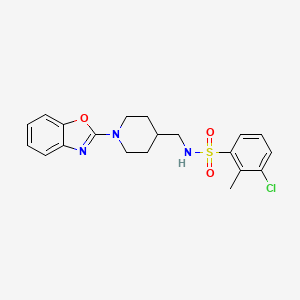 molecular formula C20H22ClN3O3S B2510470 N-((1-(benzo[d]oxazol-2-yl)piperidin-4-yl)methyl)-3-chloro-2-methylbenzenesulfonamide CAS No. 1797724-86-7