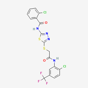 2-chloro-N-[5-[2-[2-chloro-5-(trifluoromethyl)anilino]-2-oxoethyl]sulfanyl-1,3,4-thiadiazol-2-yl]benzamide