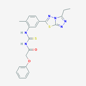 molecular formula C21H20N6O2S2 B251049 N-{[5-(3-ethyl[1,2,4]triazolo[3,4-b][1,3,4]thiadiazol-6-yl)-2-methylphenyl]carbamothioyl}-2-phenoxyacetamide 