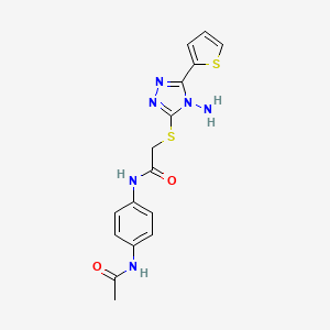 molecular formula C16H16N6O2S2 B2510490 N-(4-acetamidophenyl)-2-[(4-amino-5-thiophen-2-yl-1,2,4-triazol-3-yl)sulfanyl]acetamide CAS No. 898447-21-7