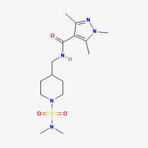 molecular formula C15H27N5O3S B2510506 N-{[1-(dimethylsulfamoyl)piperidin-4-yl]methyl}-1,3,5-trimethyl-1H-pyrazole-4-carboxamide CAS No. 2034422-27-8