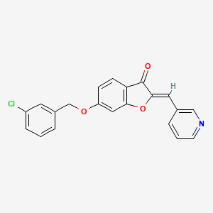 molecular formula C21H14ClNO3 B2510521 (Z)-6-((3-chlorobenzyl)oxy)-2-(pyridin-3-ylmethylene)benzofuran-3(2H)-one CAS No. 620549-61-3