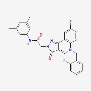 molecular formula C27H22F2N4O2 B2510522 N-(3,5-dimethylphenyl)-2-{8-fluoro-5-[(2-fluorophenyl)methyl]-3-oxo-2H,3H,5H-pyrazolo[4,3-c]quinolin-2-yl}acetamide CAS No. 931929-51-0
