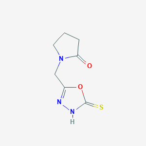 molecular formula C7H9N3O2S B2510554 1-[(5-Sulfanyl-1,3,4-oxadiazol-2-yl)methyl]pyrrolidin-2-one CAS No. 160758-18-9