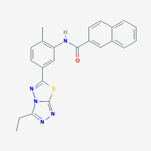 molecular formula C23H19N5OS B251057 N-[5-(3-ethyl[1,2,4]triazolo[3,4-b][1,3,4]thiadiazol-6-yl)-2-methylphenyl]naphthalene-2-carboxamide 
