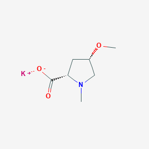 molecular formula C7H12KNO3 B2510607 potassium (2S,4S)-4-methoxy-1-methylpyrrolidine-2-carboxylate CAS No. 1909294-42-3