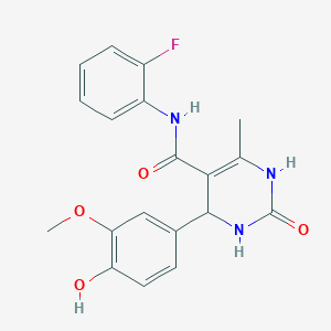 molecular formula C19H18FN3O4 B2510612 N-(2-fluorophenyl)-4-(4-hydroxy-3-methoxyphenyl)-6-methyl-2-oxo-1,2,3,4-tetrahydropyrimidine-5-carboxamide CAS No. 694467-40-8