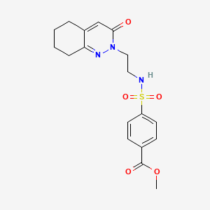 molecular formula C18H21N3O5S B2510635 methyl 4-(N-(2-(3-oxo-5,6,7,8-tetrahydrocinnolin-2(3H)-yl)ethyl)sulfamoyl)benzoate CAS No. 2034366-34-0