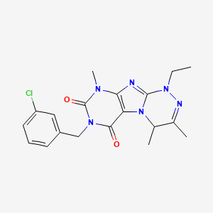 molecular formula C19H21ClN6O2 B2510641 7-[(3-chlorophenyl)methyl]-1-ethyl-3,4,9-trimethyl-5,7,9-trihydro-4H-1,2,4-tri azino[4,3-h]purine-6,8-dione CAS No. 919007-97-9
