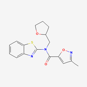 molecular formula C17H17N3O3S B2510678 N-(1,3-benzothiazol-2-yl)-3-methyl-N-[(oxolan-2-yl)methyl]-1,2-oxazole-5-carboxamide CAS No. 946228-84-8