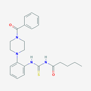molecular formula C23H28N4O2S B251069 N-[2-(4-benzoyl-1-piperazinyl)phenyl]-N'-pentanoylthiourea 