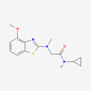molecular formula C14H17N3O2S B2510694 N-cyclopropyl-2-((4-methoxybenzo[d]thiazol-2-yl)(methyl)amino)acetamide CAS No. 1351662-29-7