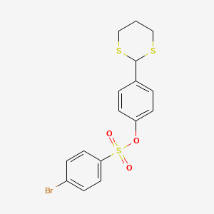 molecular formula C16H15BrO3S3 B2510702 4-(1,3-Dithian-2-yl)phenyl 4-bromobenzenesulfonate CAS No. 301194-00-3