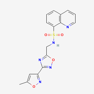 molecular formula C16H13N5O4S B2510725 N-{[3-(5-methyl-1,2-oxazol-3-yl)-1,2,4-oxadiazol-5-yl]methyl}quinoline-8-sulfonamide CAS No. 2097925-11-4