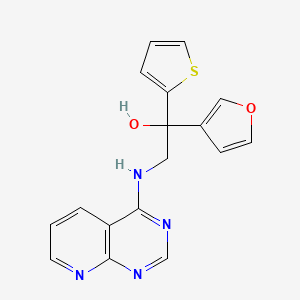 molecular formula C17H14N4O2S B2510738 1-(Furan-3-yl)-2-({pyrido[2,3-d]pyrimidin-4-yl}amino)-1-(thiophen-2-yl)ethan-1-ol CAS No. 2379997-08-5