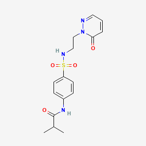 molecular formula C16H20N4O4S B2510743 N-(4-(N-(2-(6-oxopyridazin-1(6H)-yl)ethyl)sulfamoyl)phenyl)isobutyramide CAS No. 1021206-62-1