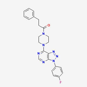 1-(4-(3-(4-fluorophenyl)-3H-[1,2,3]triazolo[4,5-d]pyrimidin-7-yl)piperazin-1-yl)-3-phenylpropan-1-one