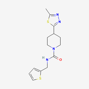 molecular formula C14H18N4OS2 B2510792 4-(5-methyl-1,3,4-thiadiazol-2-yl)-N-(thiophen-2-ylmethyl)piperidine-1-carboxamide CAS No. 1396679-96-1