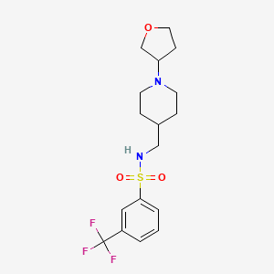 molecular formula C17H23F3N2O3S B2510796 N-((1-(tetrahydrofuran-3-yl)piperidin-4-yl)methyl)-3-(trifluoromethyl)benzenesulfonamide CAS No. 2034204-68-5