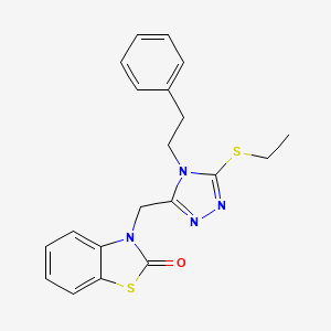 molecular formula C20H20N4OS2 B2510825 3-((5-(ethylthio)-4-phenethyl-4H-1,2,4-triazol-3-yl)methyl)benzo[d]thiazol-2(3H)-one CAS No. 847402-41-9