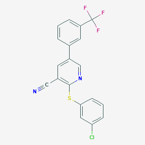 2-[(3-Chlorophenyl)sulfanyl]-5-[3-(trifluoromethyl)phenyl]nicotinonitrile