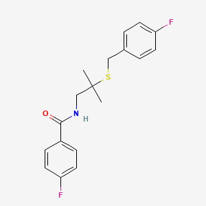4-fluoro-N-{2-[(4-fluorobenzyl)sulfanyl]-2-methylpropyl}benzenecarboxamide