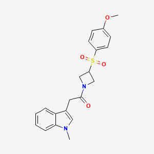molecular formula C21H22N2O4S B2510842 1-(3-((4-methoxyphenyl)sulfonyl)azetidin-1-yl)-2-(1-methyl-1H-indol-3-yl)ethanone CAS No. 1705478-04-1
